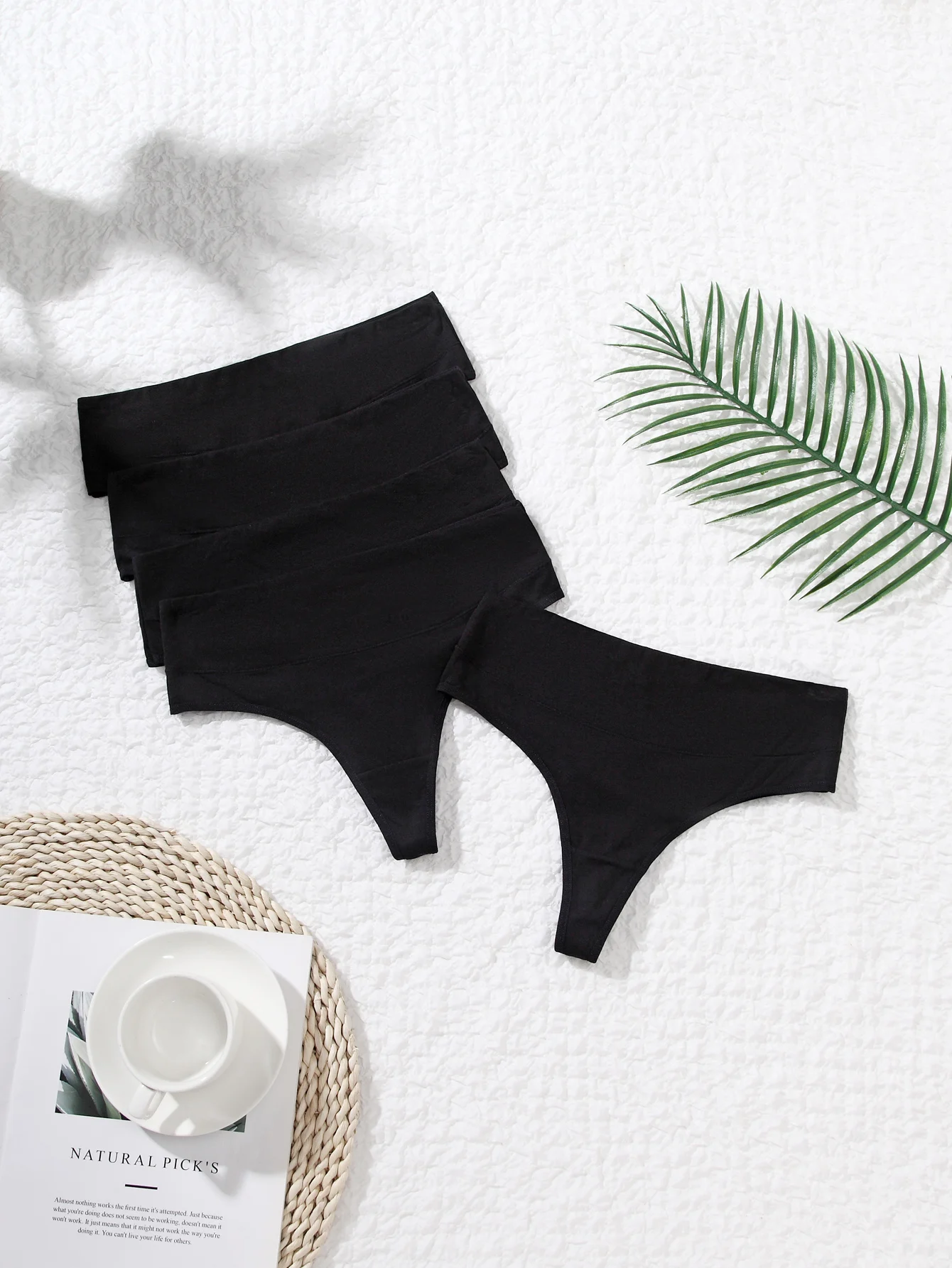 5-Pack Pure Cotton High-Quality Wide Waistband Comfortable Women's Thong Underwear Plus Size Sexy Briefs for Ladies