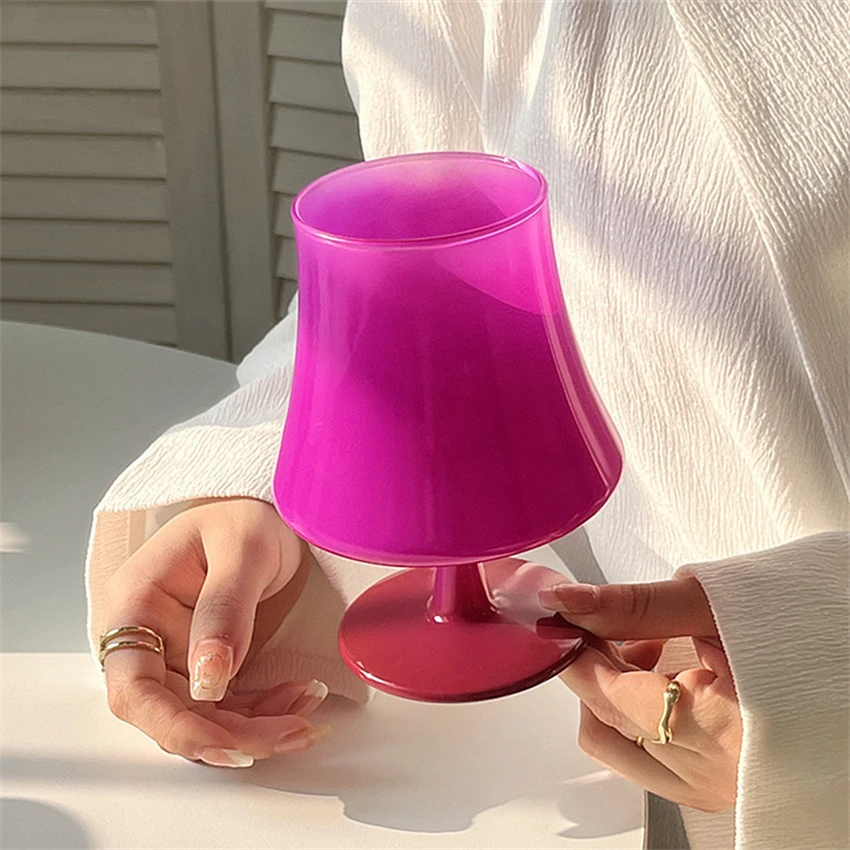 Korean Retro Ins Style Lamp Shaped Glass, Candy-Colored, Simple Home Champagne Glass, Single-layer, Universal Tall Glasses