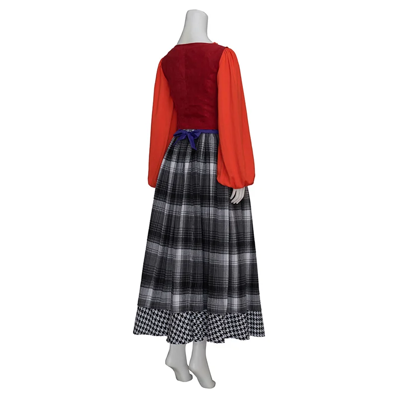 Mary Sanderson Cosplay Costume Red Plaid Dress Outfits For  Adult Women Halloween Carnival Suit