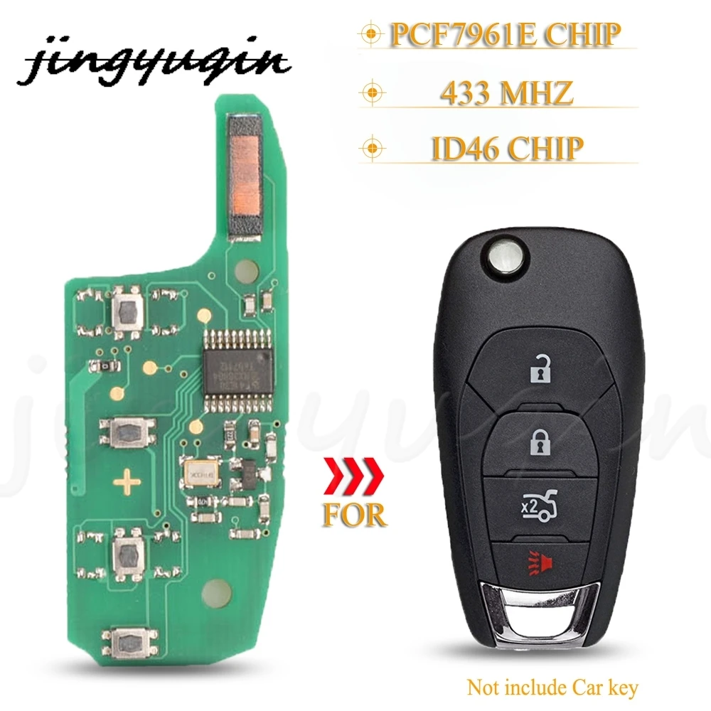 Jingyuqin – Circuit imprimé de clé télécommande à 4 boutons, 433Mhz, puce ID46, pour Chevrolet Cruze, avec puce PCF7961E