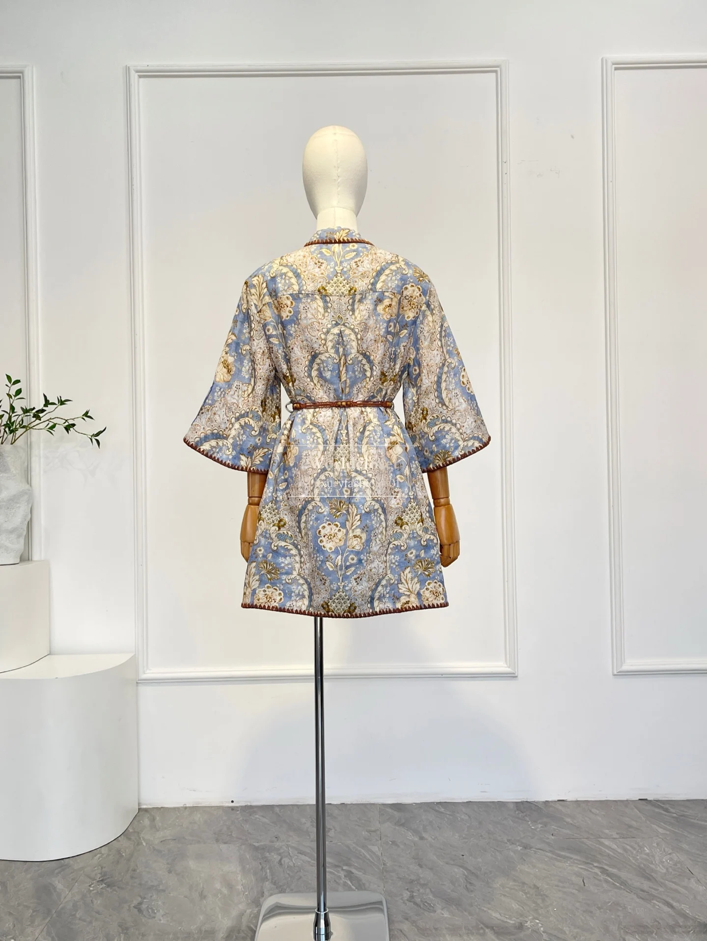 Beach Style 2026 New High Quality Floral Print Half Sleeve Straight Cut Bleted Women Mini Dress