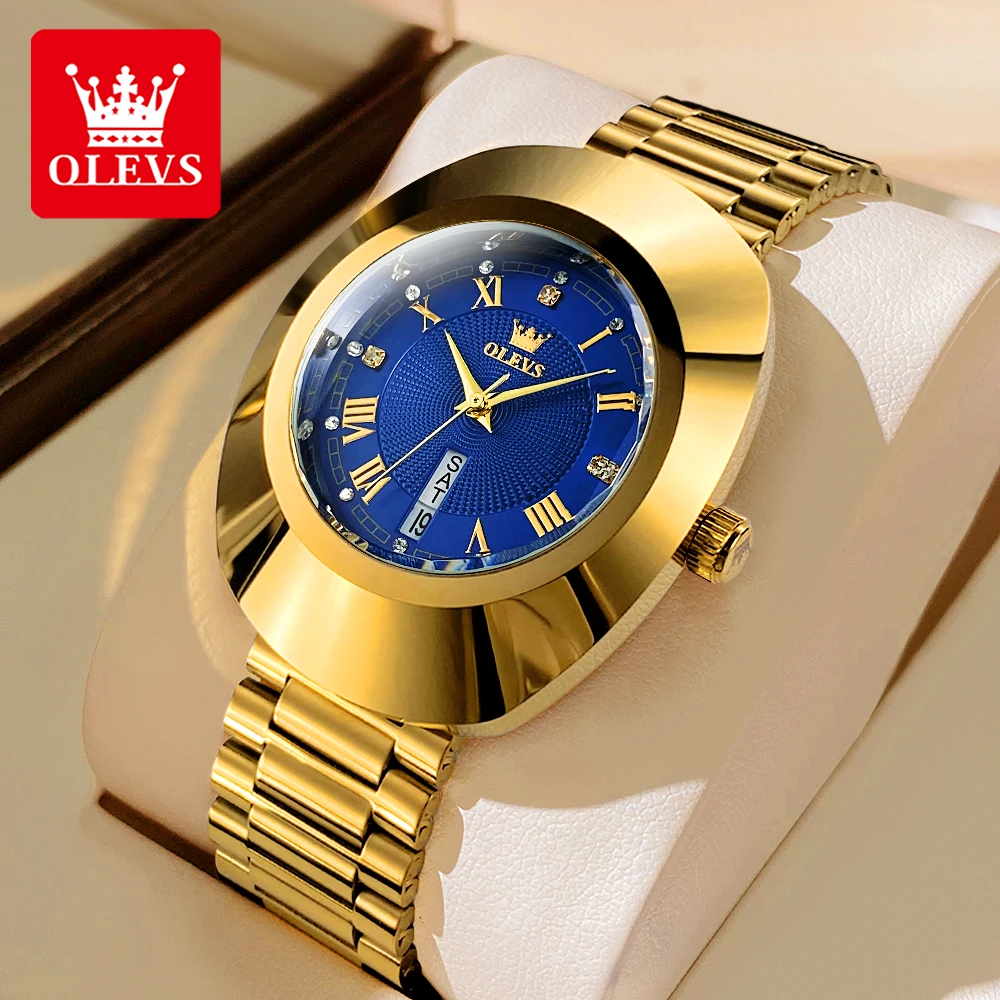 OLEVS Quartz Watch for Women Golden Tungsten Steel Luxury Elegant Waterproof Calendar High Quality Watch Women's Wristwatches