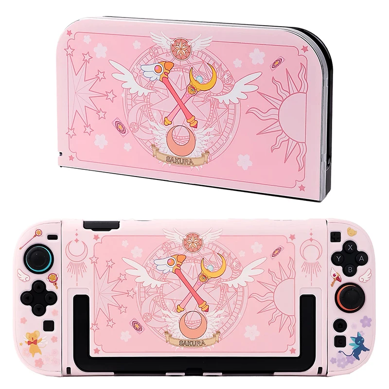 Sakura-Nintendo Switch用のピンク色の保護ケース,Nintendo Switch用の