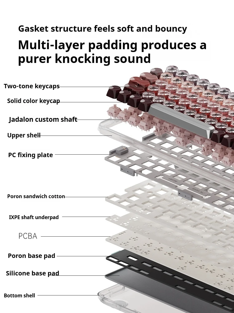 Lofree أحمر الشفاه أنبوب فضي لوحة المفاتيح الميكانيكية سماعة لاسلكية تعمل بالبلوتوث وضع ثلاثي التوصيل الساخن باد مكتب 84 مفاتيح لوحة المفاتيح