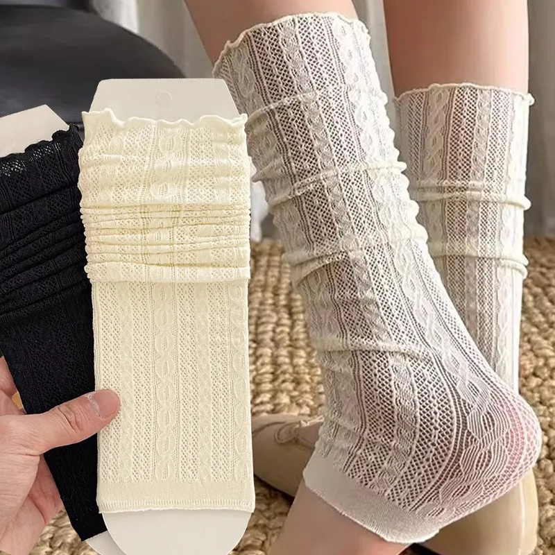

Ballet Lace Leggings Mesh Leg Warmers Women Girls Y2K Kawaii Lolita Socks Boot Cuffs Summer Thin Socks Knitted Sleeve Cover Sox