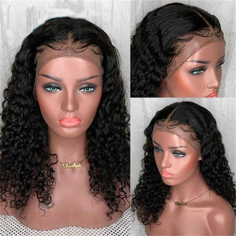 Soft Glueless Long 26inch Natural Black 180Density Kinky Curly Lace Front Wig For Women Babyhair Preplucked Heat Resistant Daily