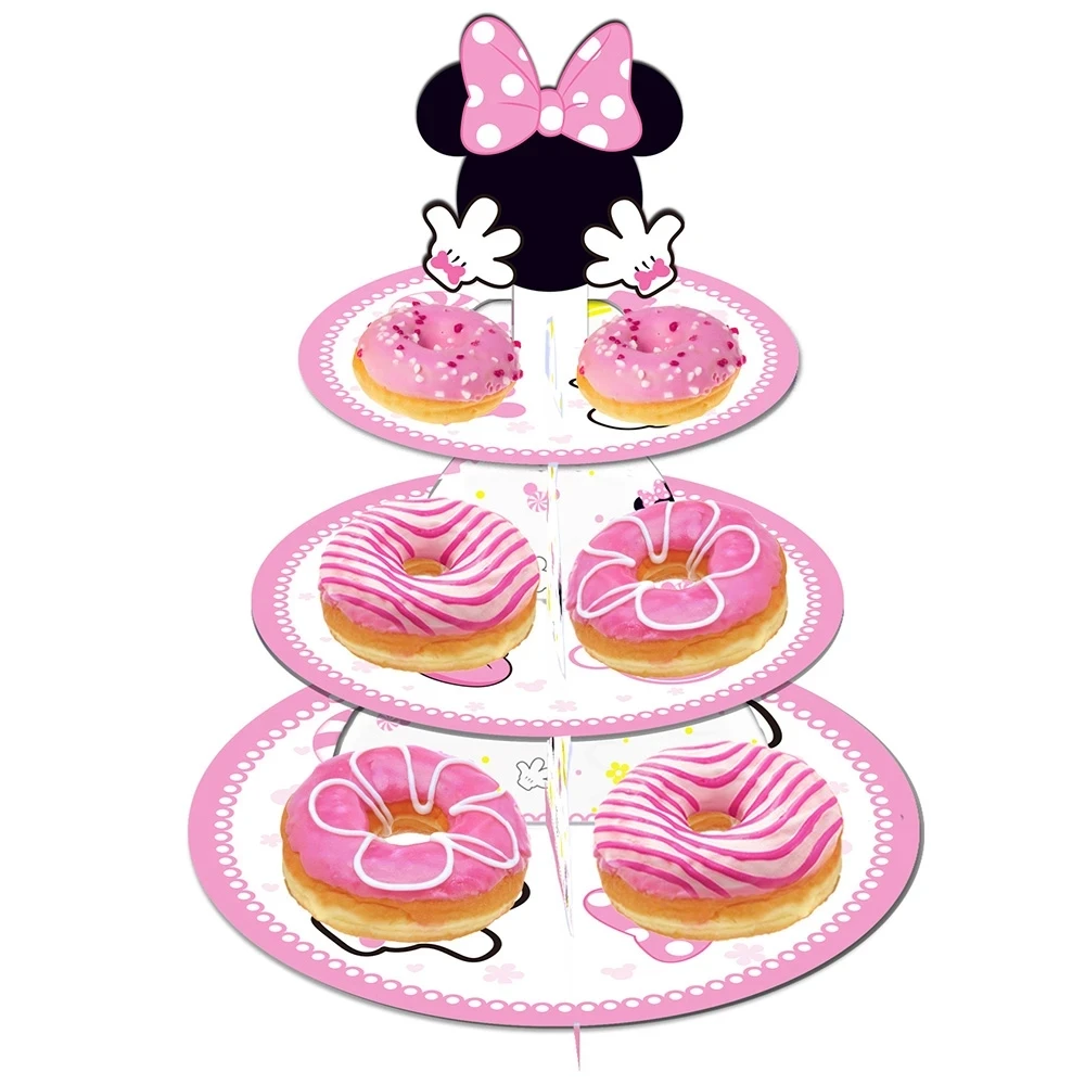 Disney Minnie Mickey Mouse Cake Stand Party Decorations For Baby Shower Kids Favors Cake Flag Anniversaire Party Cake Supplies