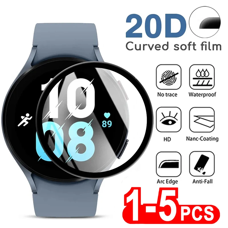 20D Soft Tempered Glass For Samsung Galaxy Watch 3 4 5 Pro Full Screen Protector For Watch Acitve 2 40mm 44mm Protective Film