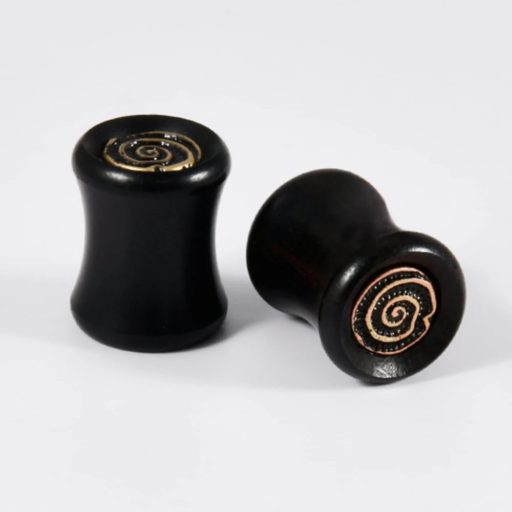 1/2PCS Stump Wood Hollow Waist Drum Ear Plugs Tunnel Gauge Stretching Expander 8-25MM Body Piercing Jewelry