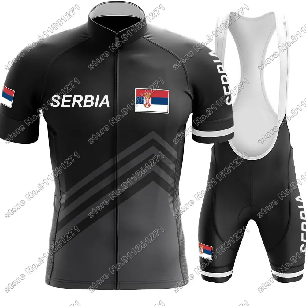 Serbia Cycling Jersey 2024 Set Summer White Ntaional Team Clothing Men Road Bike Shirts Suit Bicycle Bib Shorts MTB Ropa Maillot