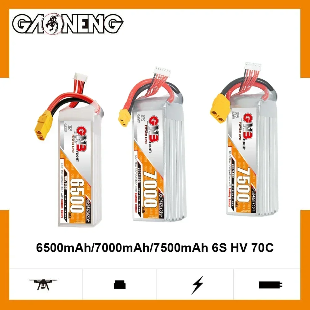 GNB 22.8V 6000mAh/6500mAh/7000mAh/7500mAh 6S 70C LiHV Battery for 7-8inch 400mm-450mm X8 10inch Xclass FPV 1/7 1/8 Scale Vehicle