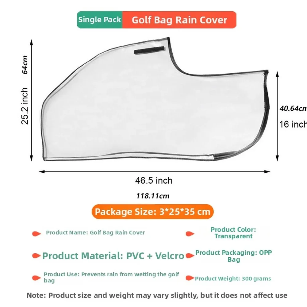 Golf Bag Cover With Zipper Golf Bag Rain Cover Waterproof Clear Outdoor Sports Equipment Protection Moisture Dust Cover Ball Bag