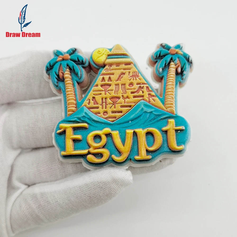 1PC Egyptian Desert Oasis Creative 3D Stereoscopic Refrigerator Poster Travel Souvenir Home Decoration Item
