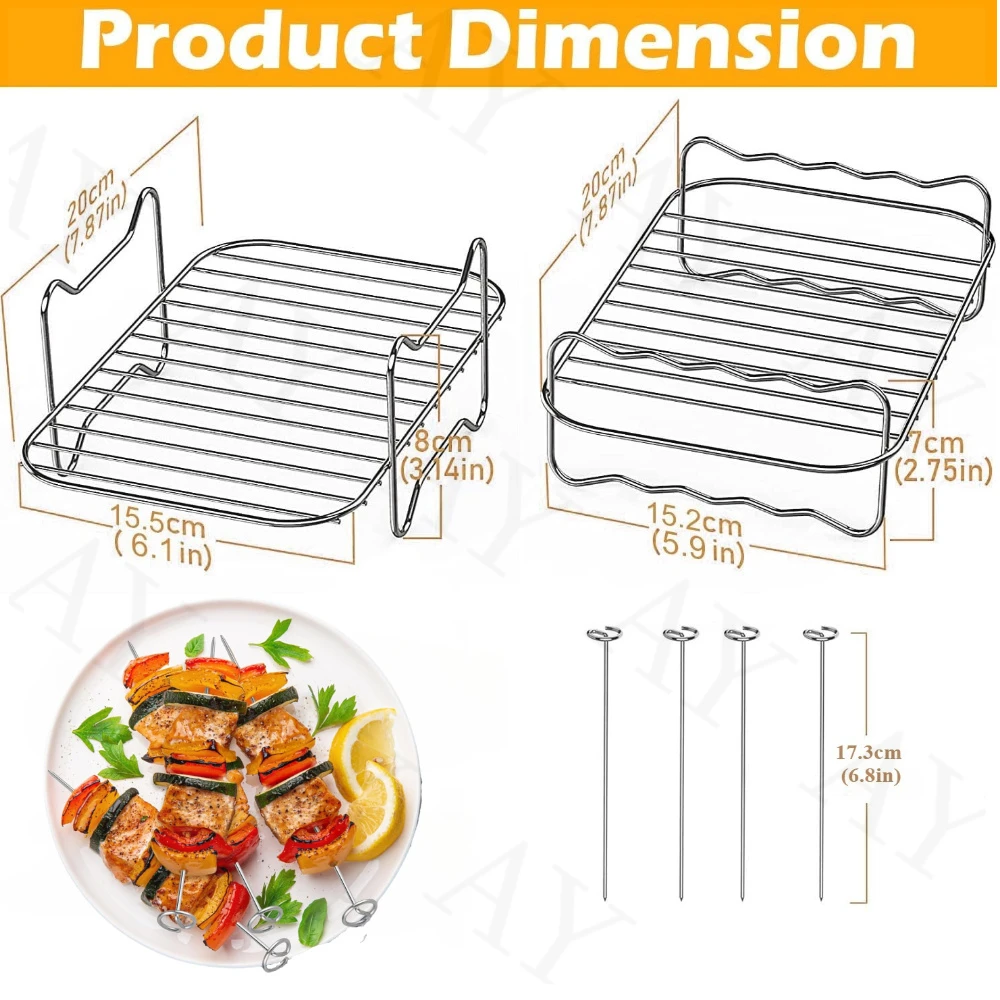 (Tamaño grande) 2 rejillas para freidora de aire, específicamente diseñadas para Ninja AF400/AF451 9.5L y DZ401/DZ550 10