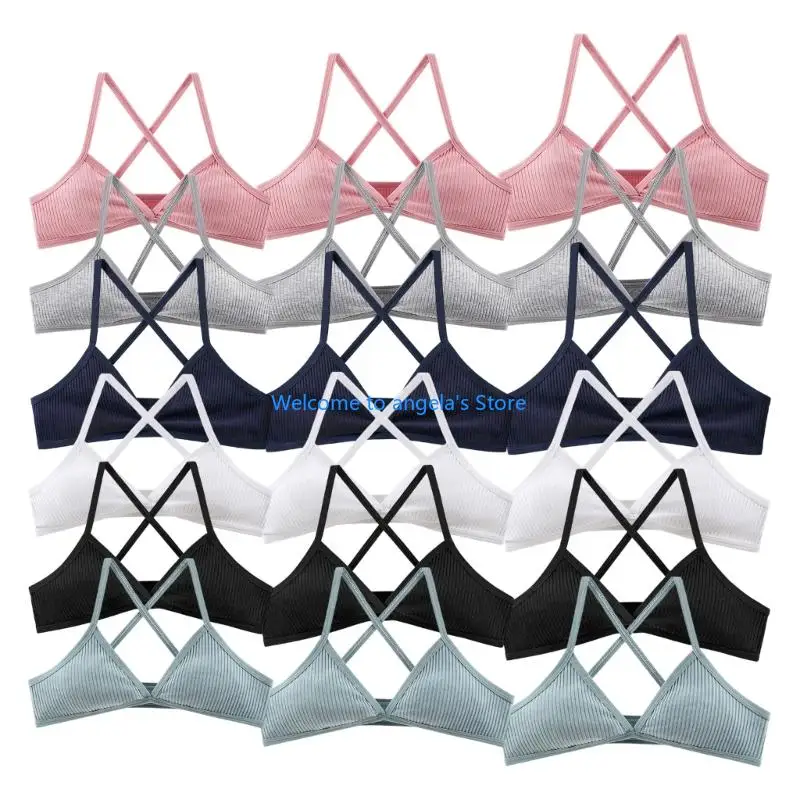 X4YC Wirefree Yoga Bra Moisture Wicking Ribbed Cotton Back Strap Bralette Underwear For Women’s Active Lifestyle