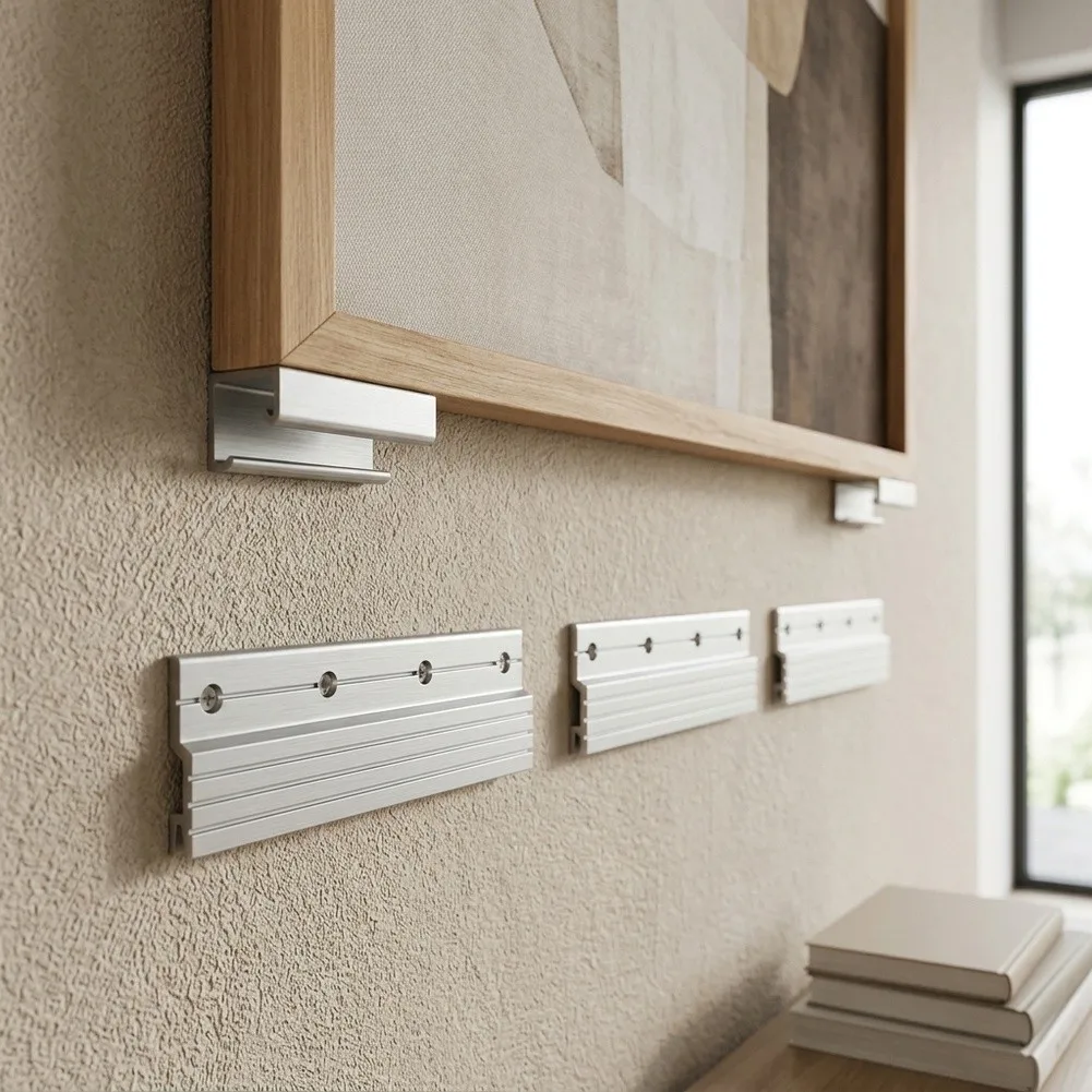 Aluminum Z‑Clip Cleat Hanger Bar, 8 Inch Wall‑Mount Interlocking Bracket, Heavy‑Duty Hardware For Picture Frame Storage