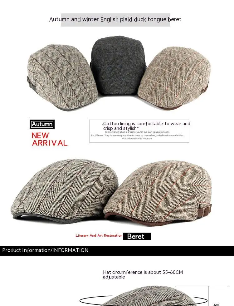 Herren Damen Flat Ivy Gatsby Newsboy Hat Winter Frühling Herbst Driving Cabbie Hunting Cap – Detail 1