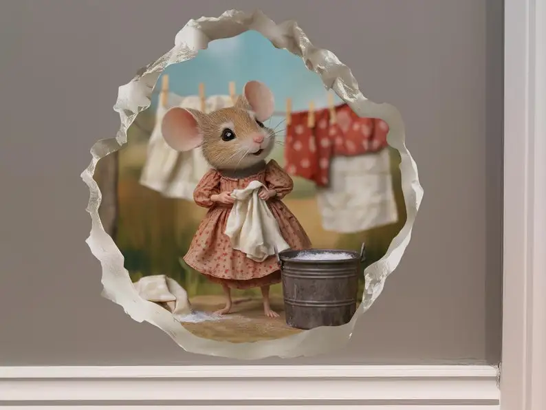 Laundry Mouse - Mouse Hole Wall Sticker