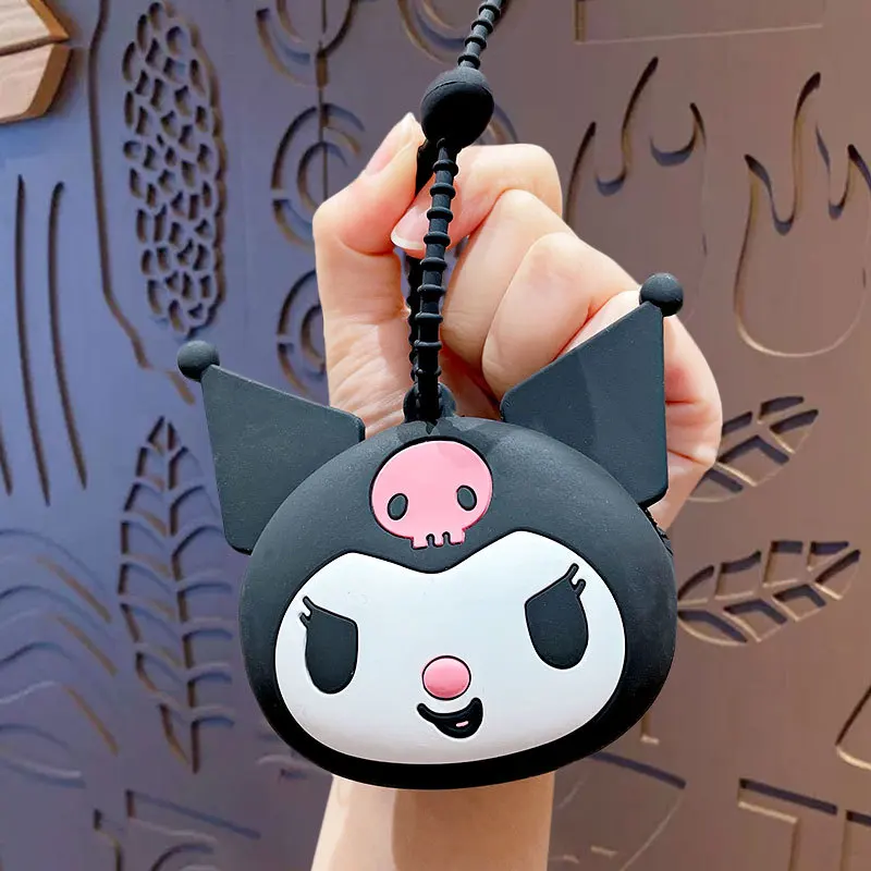 Sanrio Kuromi-シリコンキーホルダー,女性用イヤホン収納バッグ,ランドセル,ペンダント,かわいい飾り,お友達へのギフト