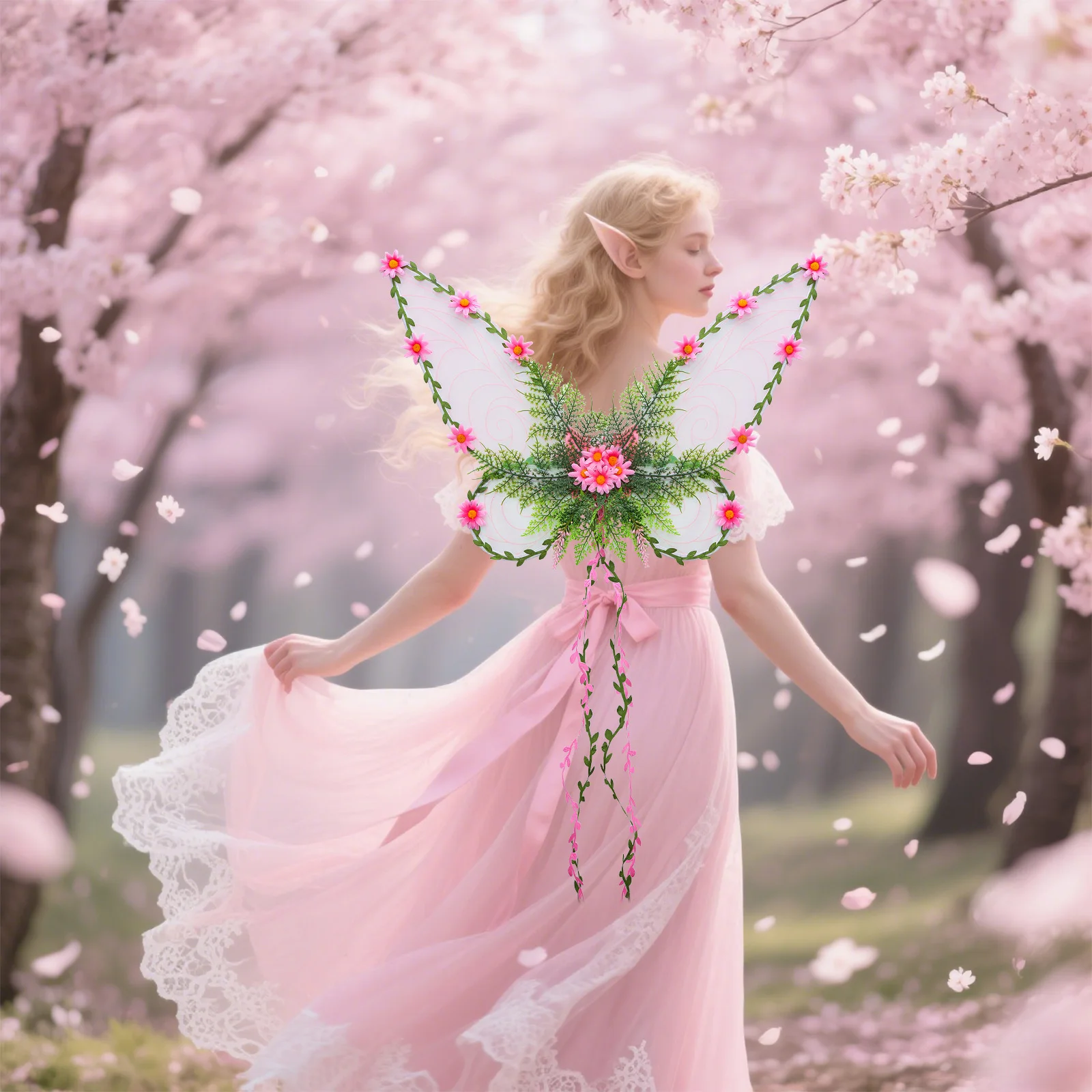 

Крылья феи для женщин, цветы, листья, декор, крылья бабочки, костюм для Хэллоуина, аксессуары для косплея