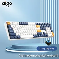 Aigo A108 Gaming Mechanical Keyboard 2.4G Wireless USB Type-c Wired Yellow Switch 110 Key Hot Swap Rechargeable Gamer Keyboard