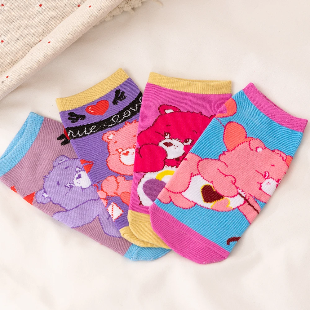 

4Pairs Care Bears New Fashion Women Socks Cartoon Bear Animals Style Kawaii Sock Lady Floor Meias Socks for Female