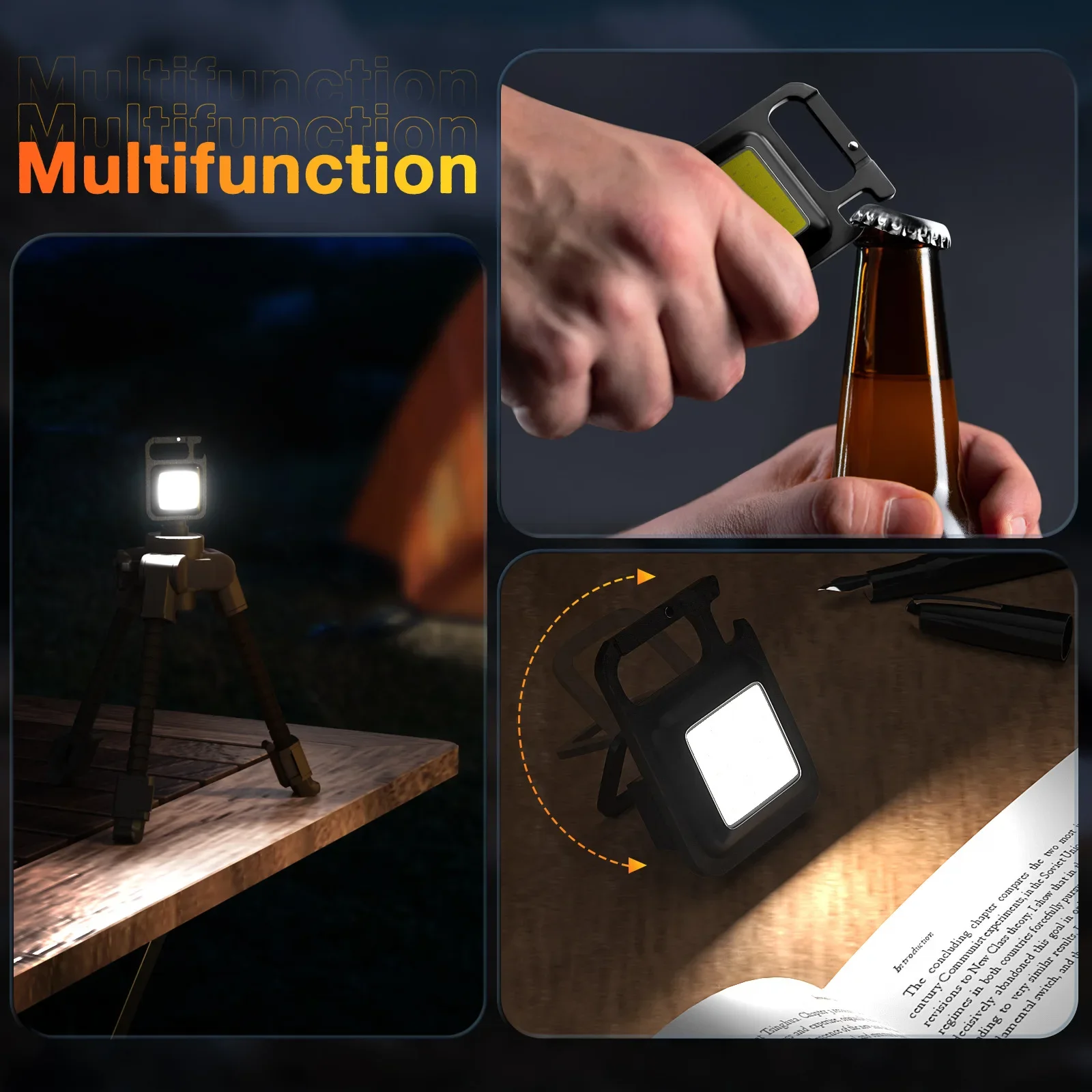 Super Heldere Mini Cob Sleutelhanger Draagbaar Licht Zaklamp Opladen Lamp Campingverlichting Met Magneet 4 Verlichtingsmodi Forwork Light