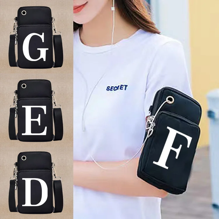 White Letters Print Shoulder Mobile Phone Bags for Huawei Xiaomi Samsung IPhone Fashion Crossbody Pouch Women Wrist Package With