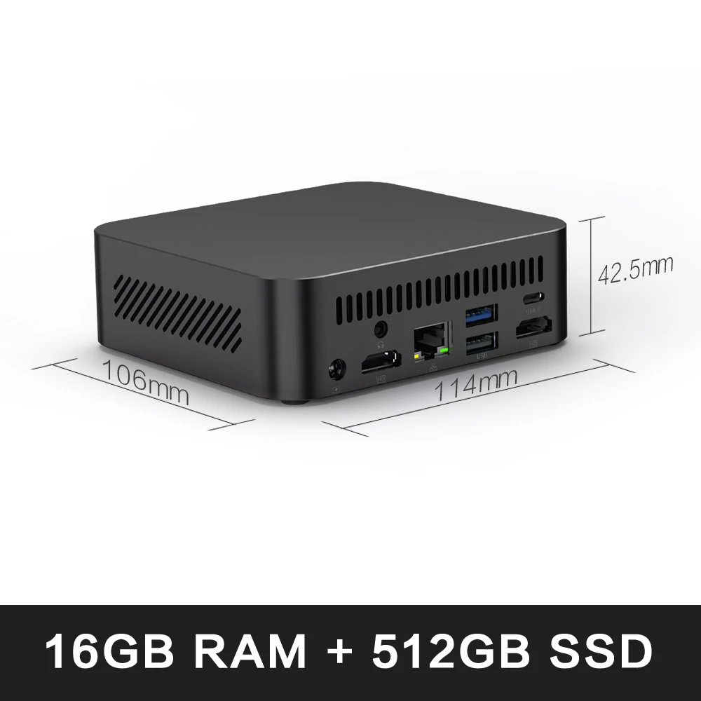Mllse Mini Pc G5 Pro Amd Ryzen 7 5800H, 16Gb Ram, 512Gb Ssd, Wi-Fi