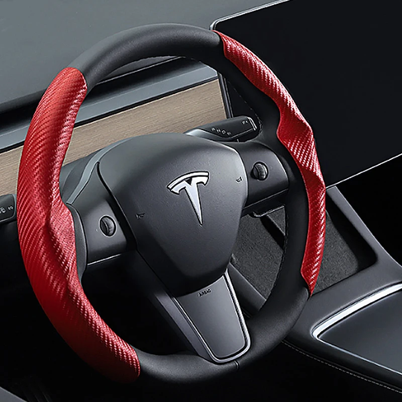 Tesla steering wheel cover model Y/3 carbon fiber ultra-thin sweat-absorbing special steering wheel 2023 car and accessories