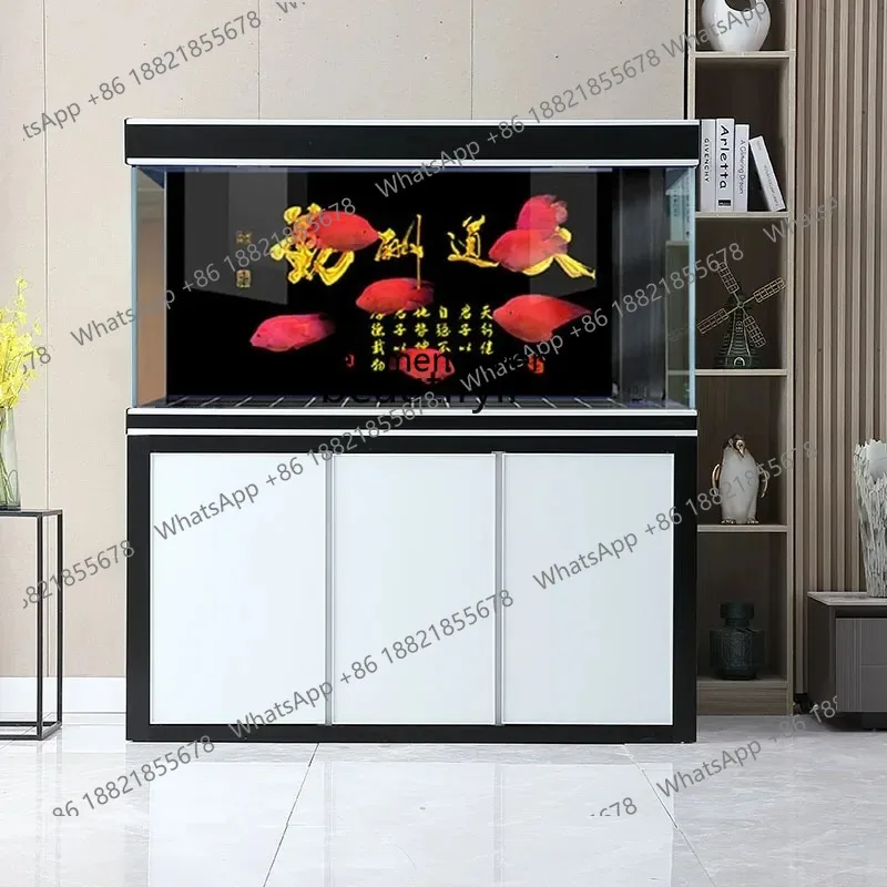 S7486 ss Fish Tank Large Bottom Filter Living Room Home Golden Dragon Fish Tank Super White Glass Floor Screen Landscape Tank