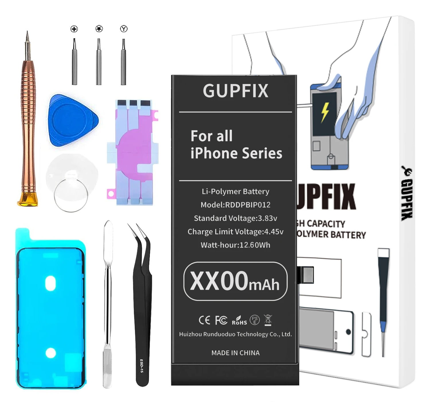 GUPFIX Battery With tools For iPhone 11 12 12Pro 12Pro Max 13 14Plus 15 X XR Real High Capacity Replacement Rechargeable Battery