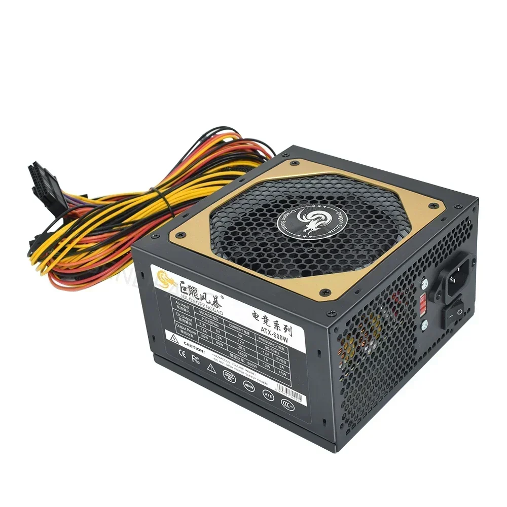 Imagem -02 - Fonte de Alimentação Rgb com Ventilador Silencioso 110 230v Atx 400w 600w Psu 24pin 12v Desktop E-sports Videogame Computador