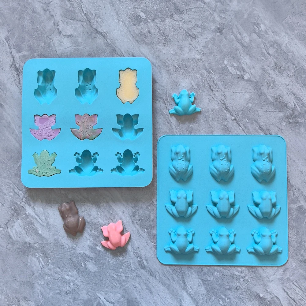 1pc  9-hole 3 styles, frog shaped chocolate biscuit cake silicone mold, used for DIY ice cubes, mousse cake