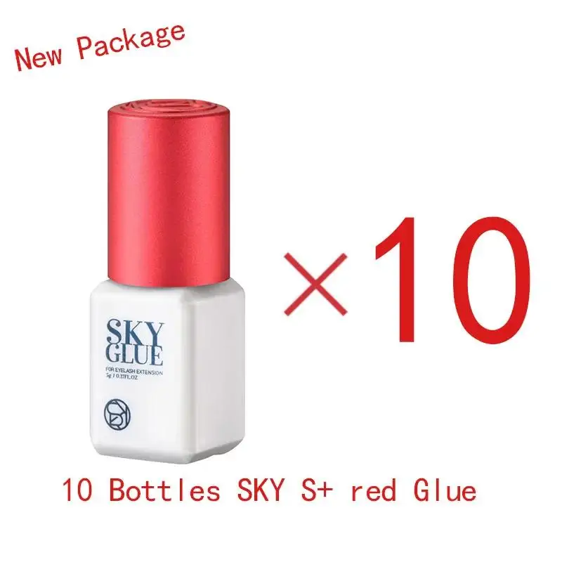 Korea Sky S+ Glue with Red Cap 1-2s Fast Drying 10Bottles Extension 5ml Lash Original Professional False Strongest Glue Eyelash