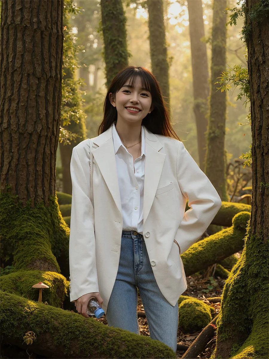 

Solid Single Breasted Classic Blazers For Woman With Designs Clothes Women Girlish Good-Looking Girly Heart-Breasted Breathable