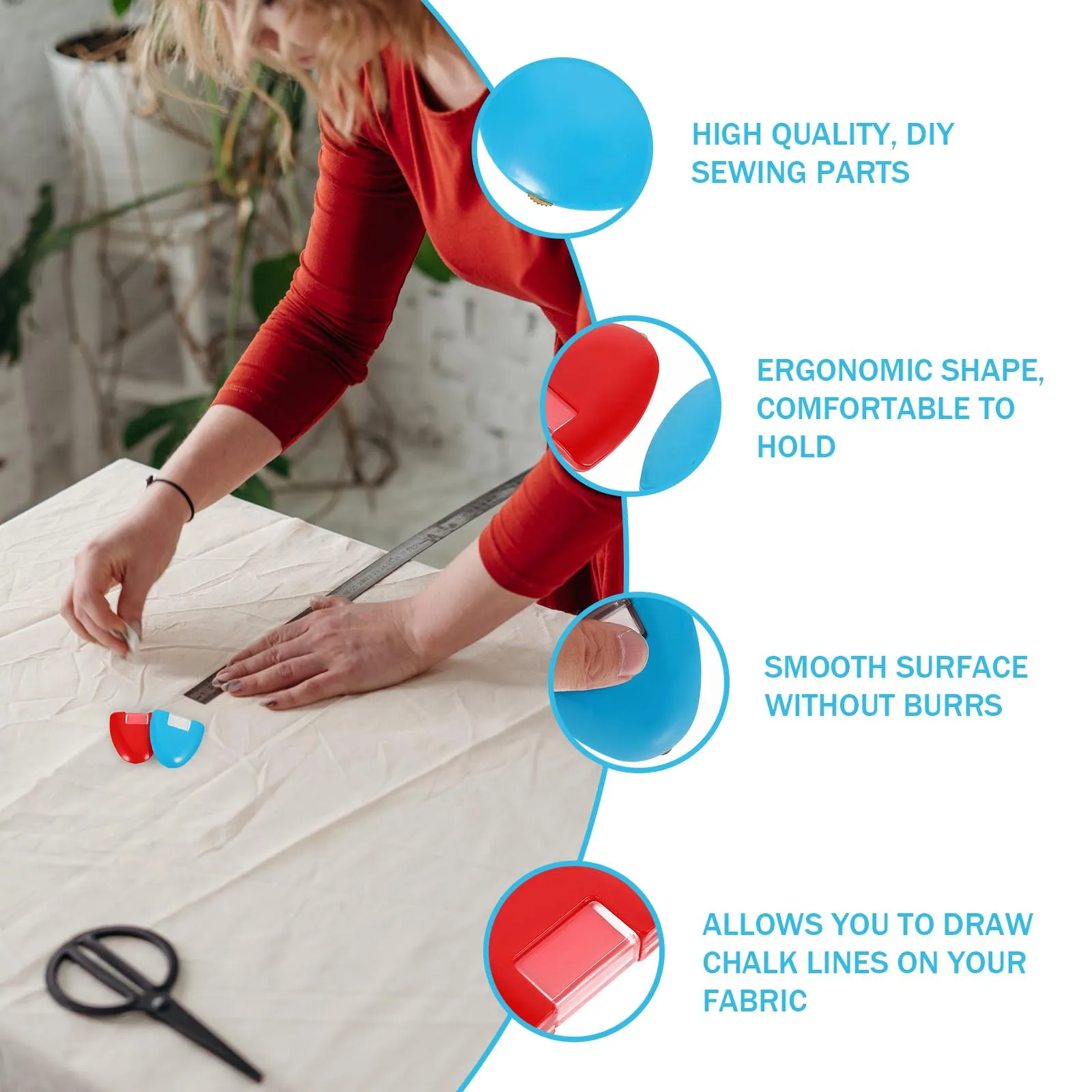 

2Pcs Sewing Chalk Wheel Tailors Chalk Triangle Fabric Marker for Easy Seam Marking Craft Supplies Fabric Marker