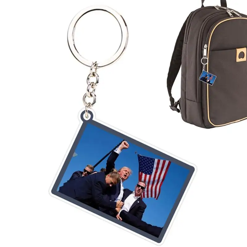 Acrylic Key Chain Key Ring Acrylic 2D Bag Pendant Keychain Key Holder 2024 Presidential Campaign Anti-Lost Keychain Key Chain Ke