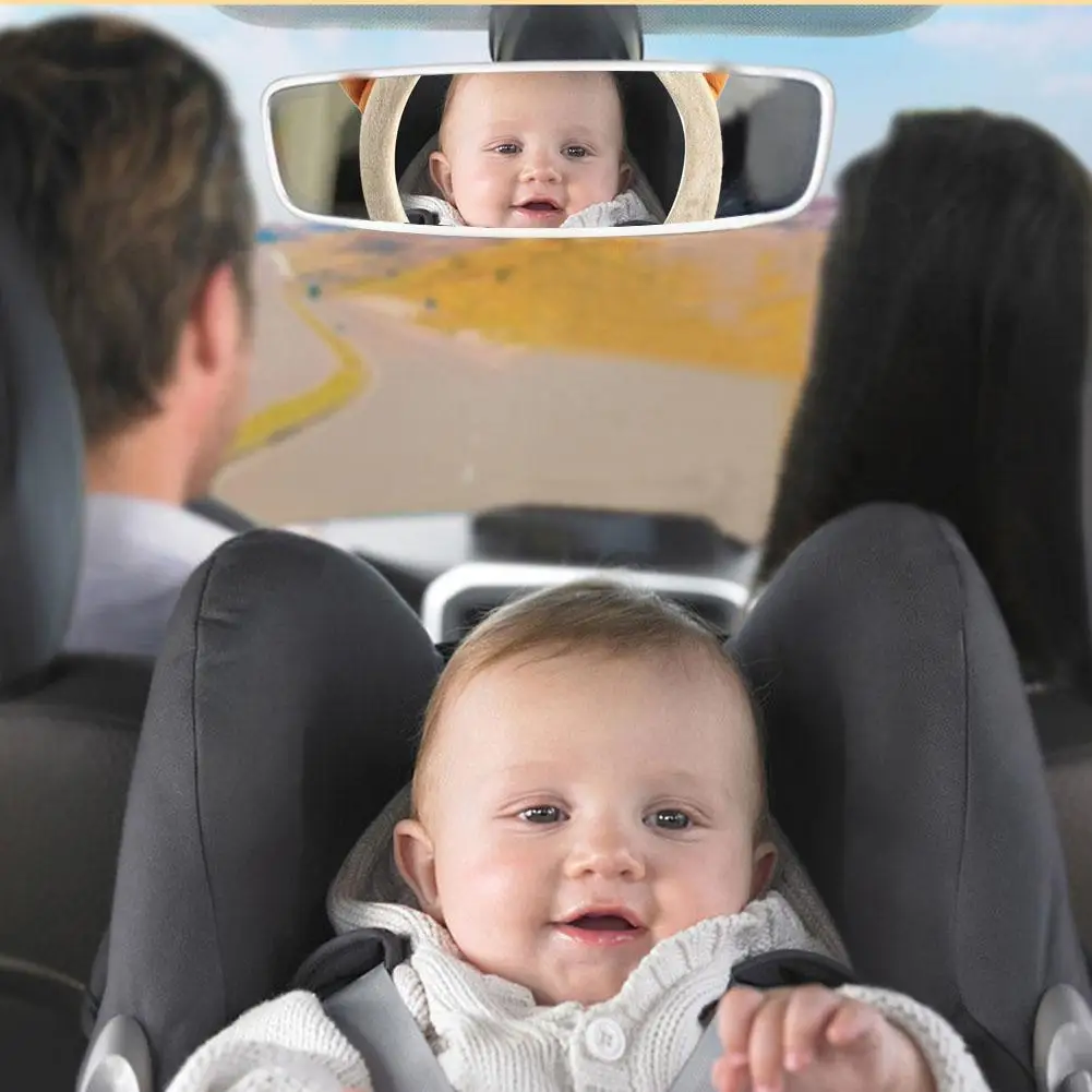 Cartoon Bear Adjustable Baby Car Back Seat Mirror Kids Safety View Monitor