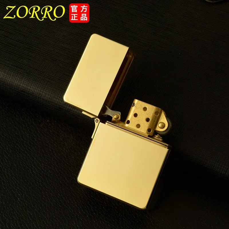 Imagem -05 - Zorro-latão Esculpido Querosene Isqueiro Armadura Pesada Dobradiça Isqueiro Impermeável ao ar Livre Acessórios para Fumar Presente High-end 915s