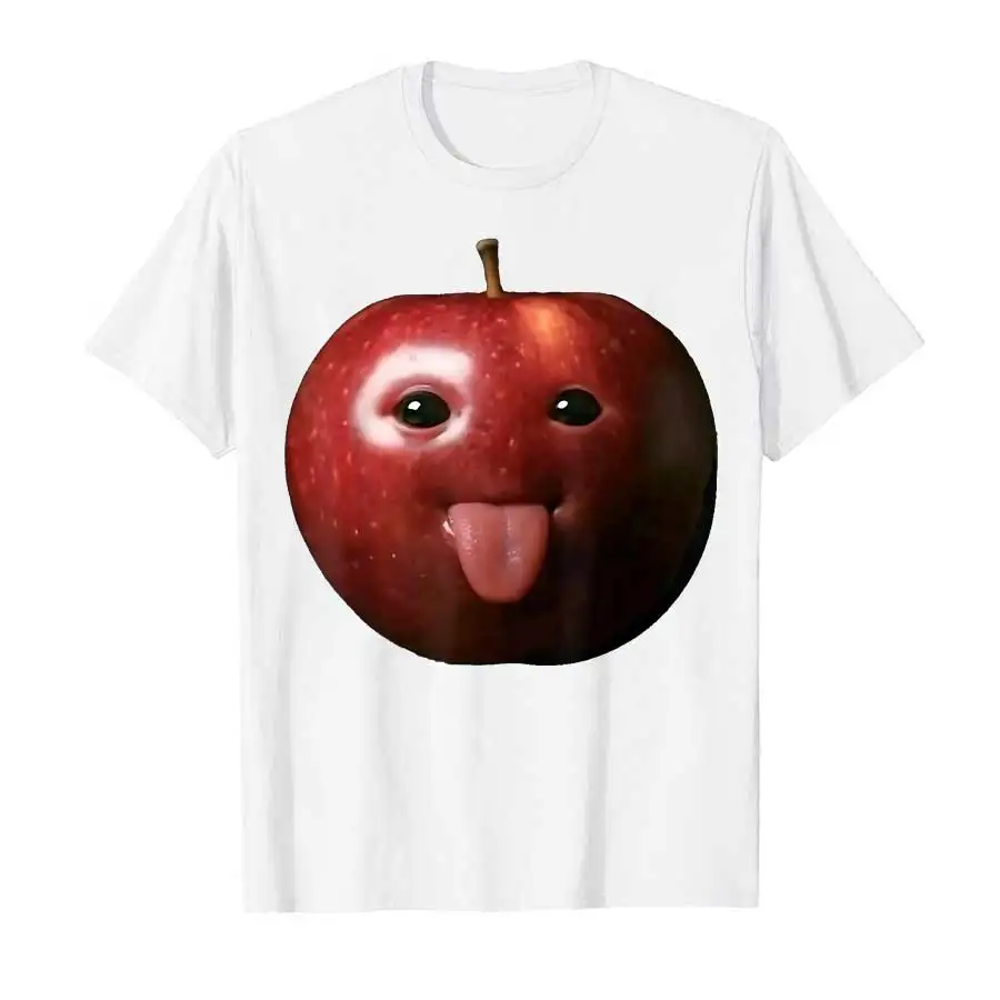 Funny Silly AI Apple gen z Meme BrainRot Humor Tongue Out T-shirt For Men Women Cotton T Shirts Short Sleeve Tops