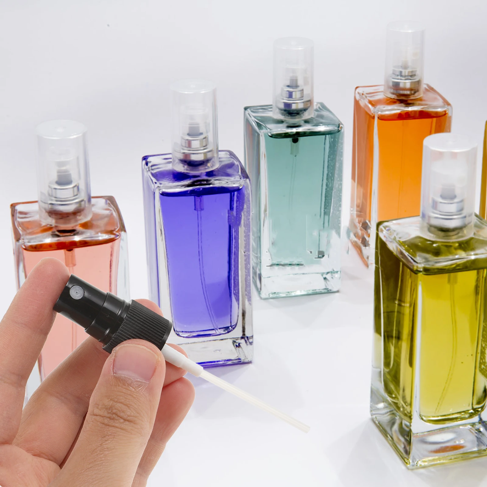 

50pcs Spray Head Bottles Reusable Plastic Nozzle Mist Sprayer Replacement Top Essential Oil Cleaning Aromatherapy Perfume