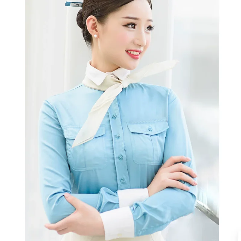 Korean Flight Attendants Uniform Female Summer Accommodation Clubhouse Front Desk Professional Dress