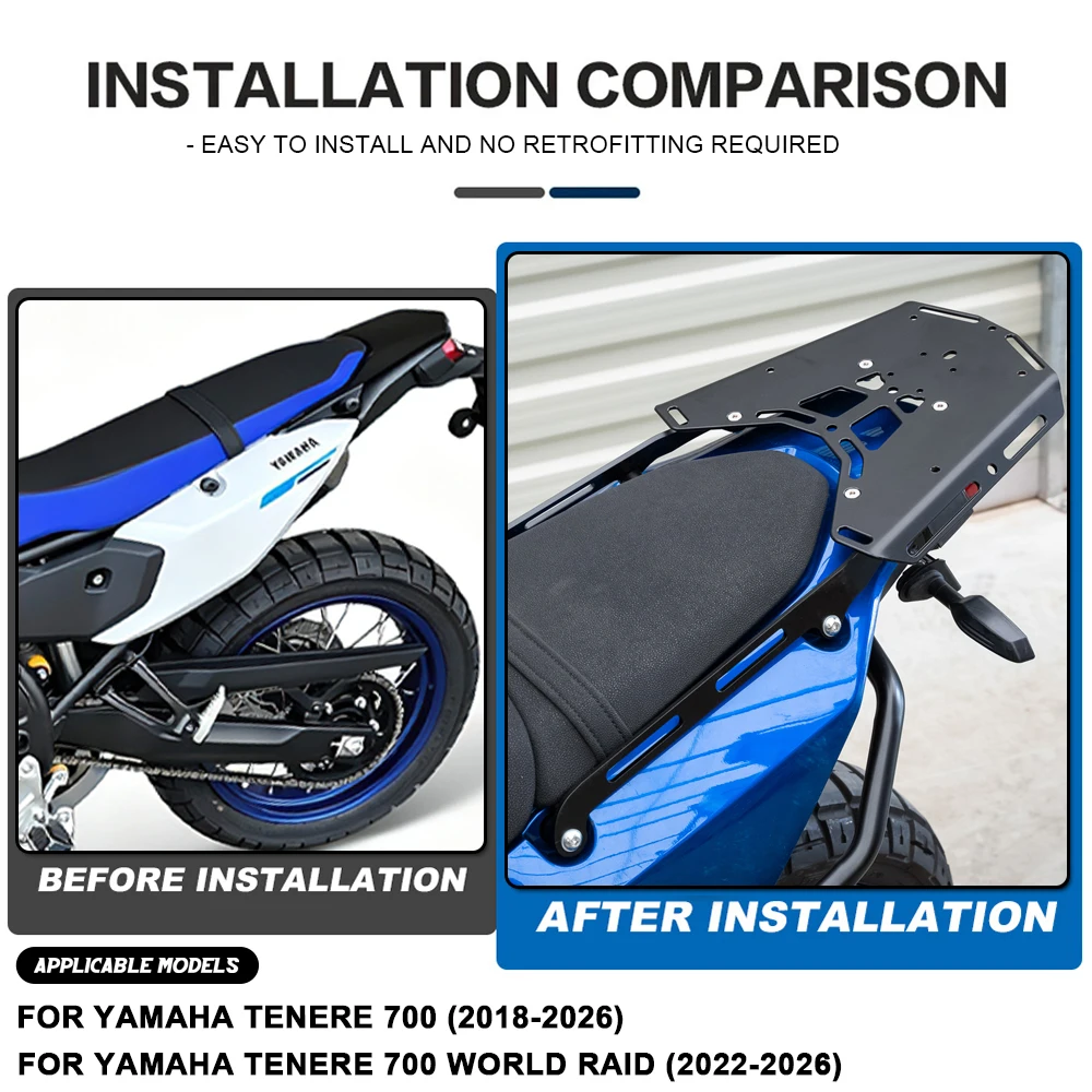 FOR Tenere 700 Motorcycle Rear Luggage Carrier Rack For Yamaha Tenere700 World Raid 2022-2026 Storage Suitcase Tail Cargo Shel