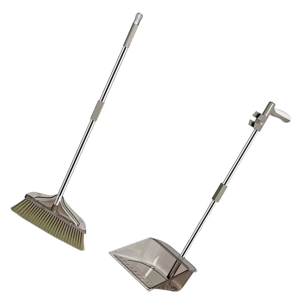 

Broom Stainless Steel Dust Pan Sweeping Set Hair Cleaning Metal Dustpan Kit Tool with