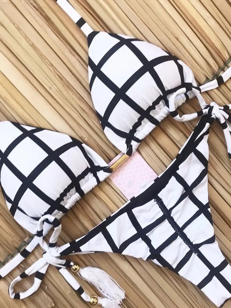 Conjunto de Bikini con estampado para mujer, con traje de baño Sexy Push-Up, Bikini brasileño para playa, Bikinis con Tanga 2020