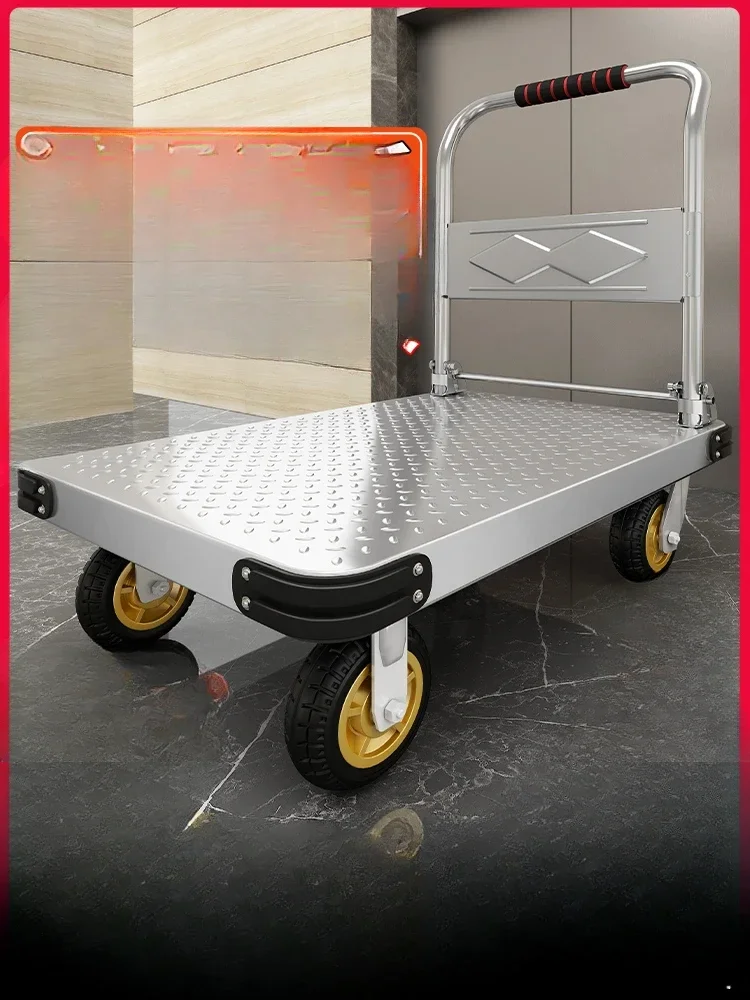 Steel Plate Trolley, Pulling Goods, Trolley Carrier, Household Flatbed, Portable Trailer, Folding Small Pull Truck New