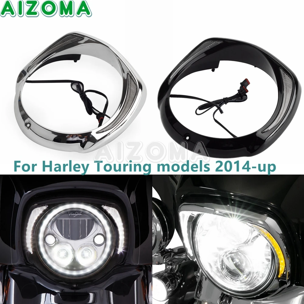 

7inch LED Headlight Trim Ring Bezel Cover For Harley Touring CVO Street Electra Glide Ultra Classic Limited Tri-Glide 2014-2022