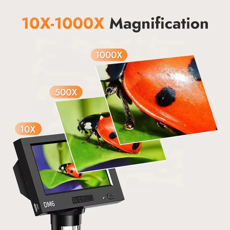 كاميرا ميكرولونج الرقمية لإصلاح الهاتف المحمول 1000X مع شاشة 4.3 بوصة (إصدار مطور)