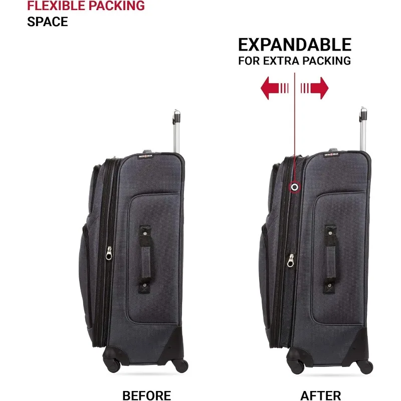 r Sion Softside Expandable Luggage, Dark Grey, 3-Piece Set (21/25/29)